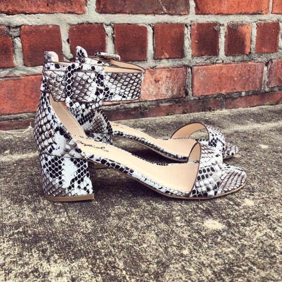 R E L I S T E D  SIZES 7.5 & 9  Snake-Skin Heeled Sandals - Picture 2 of 4